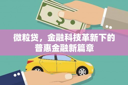 宣汉微粒贷，金融科技革新下的普惠金融新篇章