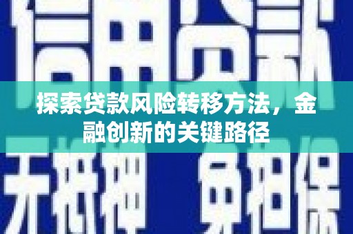 庆元探索贷款风险转移方法，金融创新的关键路径