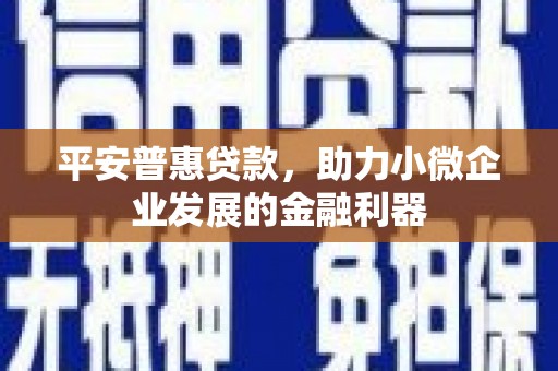 盈江平安普惠贷款，助力小微企业发展的金融利器