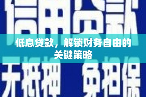 天镇低息贷款，解锁财务自由的关键策略