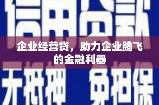 树林企业经营贷，助力企业腾飞的金融利器