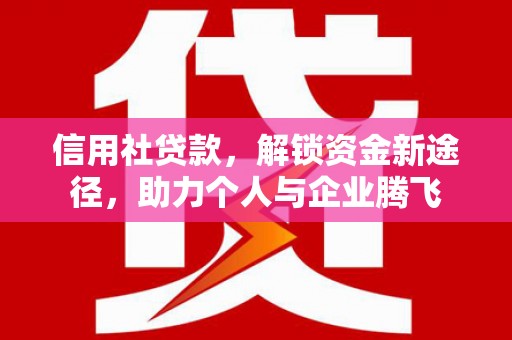 宁波信用社贷款，解锁资金新途径，助力个人与企业腾飞