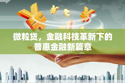 玉州微粒贷，金融科技革新下的普惠金融新篇章
